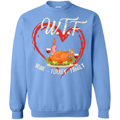 Turkey Wine Family Thanksgiving Drinking Gift Shirt For Family Carolina Blue