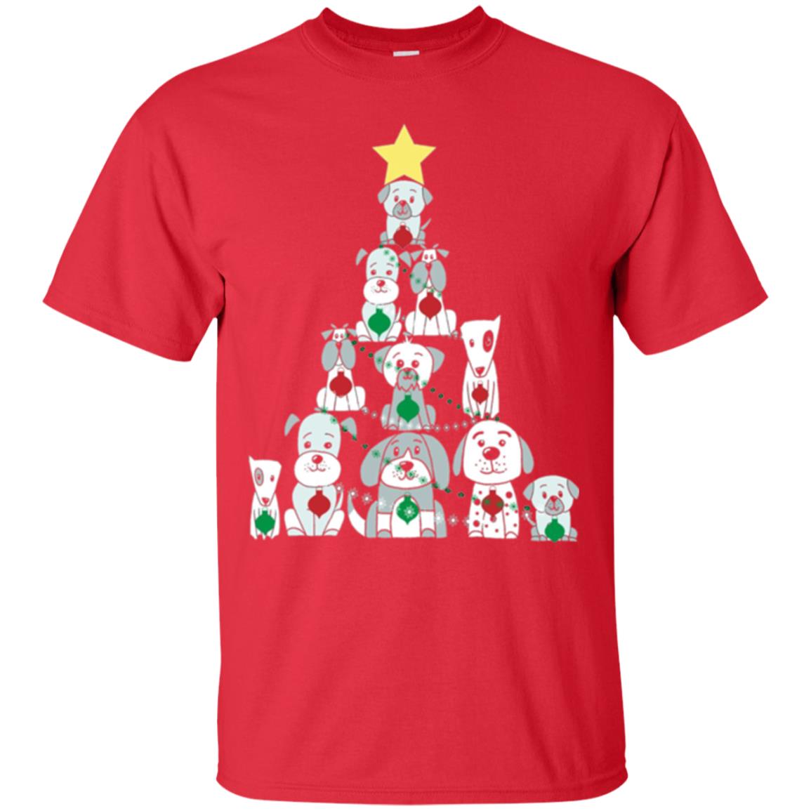 Dogs Lovers T-shirt Christmas Tree By Dogs Red