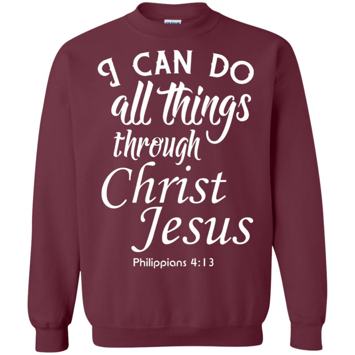 Christian T-shirt I Can Do All Things Through Christ Jesus Maroon