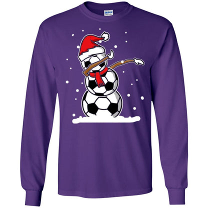 Christmas T-shirt Dabbing Snowman Soccer Purple