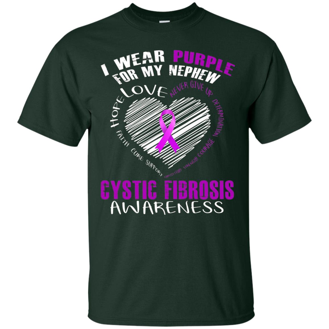 Cystic Fibrosis Awareness T-shirt I Wear Purple Forest Green