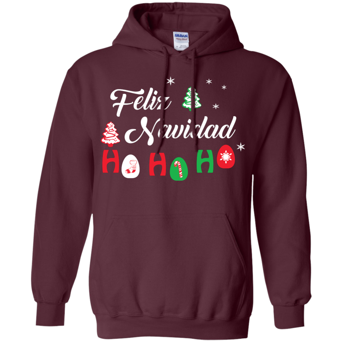 Chirstmas T-Shirt Feliz Navidad Ho Ho Ho Maroon