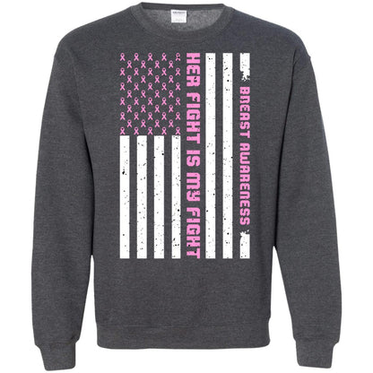 Breast Awareness His Fight Is My Fight Pink Ribbon Stars Flag Of Usa Shirt Dark Heather