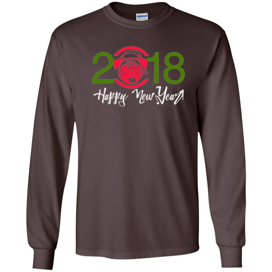 Dog Lovers T-shirt Happy New Year 2018 Dark Chocolate