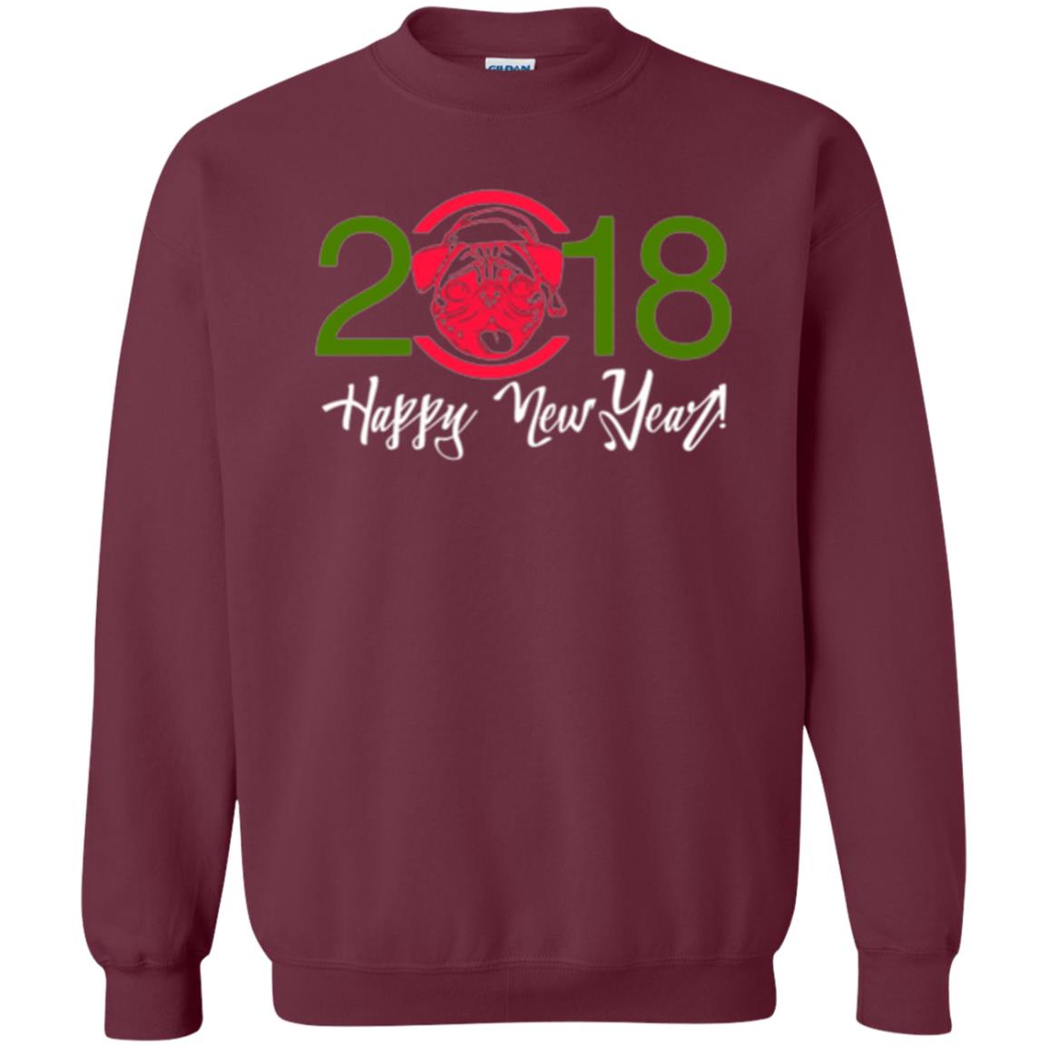Dog Lovers T-shirt Happy New Year 2018 Maroon