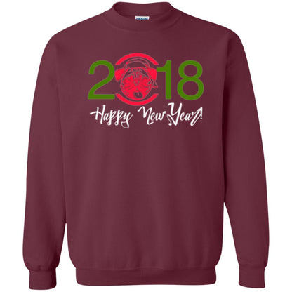 Dog Lovers T-shirt Happy New Year 2018 Maroon