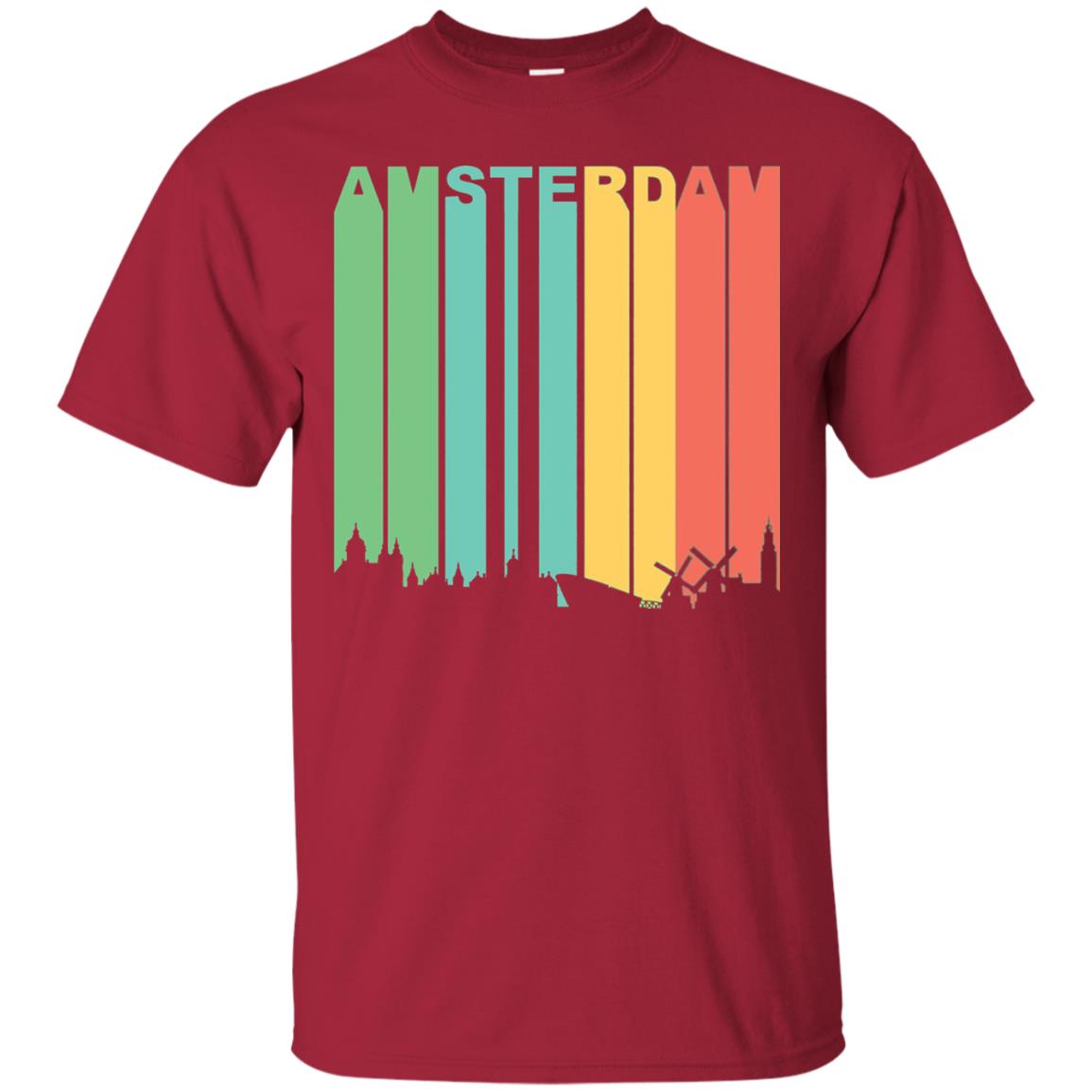 Retro Amsterdam Netherlands Cityscape Downtown Skyline Shirt Cardinal