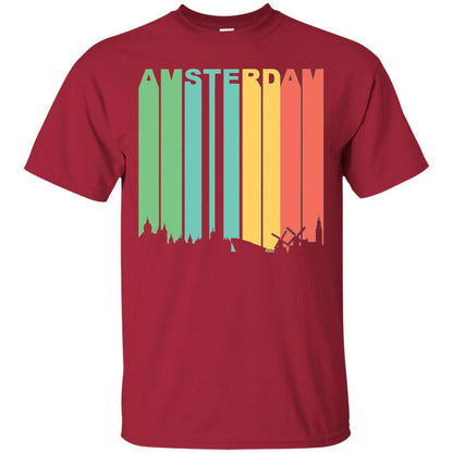 Retro Amsterdam Netherlands Cityscape Downtown Skyline Shirt Cardinal