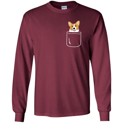 Puppy Dog Lover T-shirt Corgi In Your Front Pocket Maroon