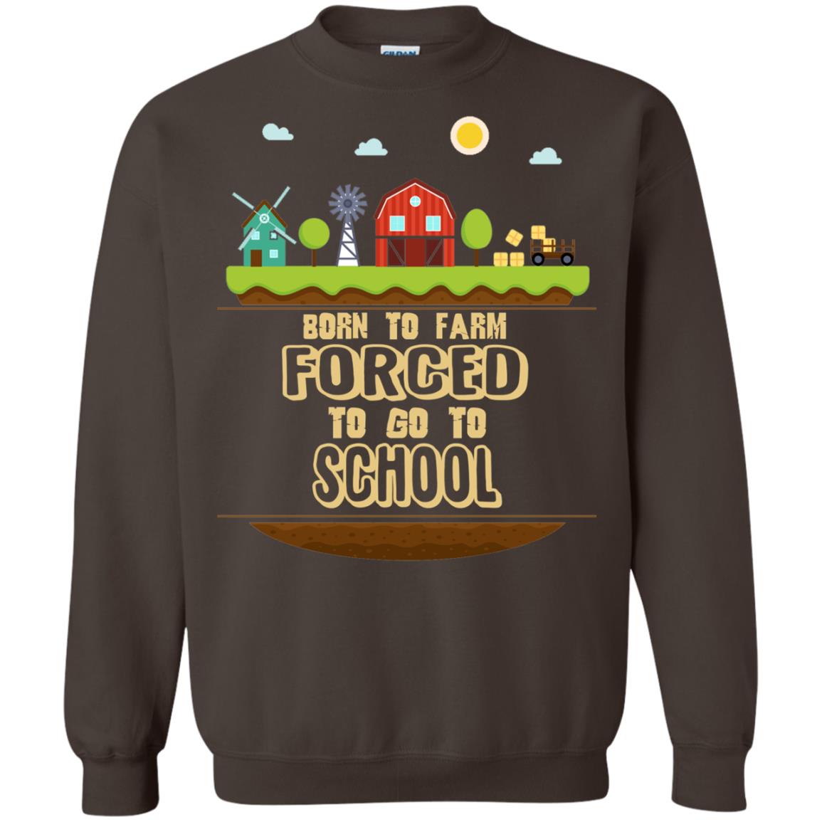 Born To Farm Forced To Go To School Farmer First Day Of School Shirt Dark Chocolate