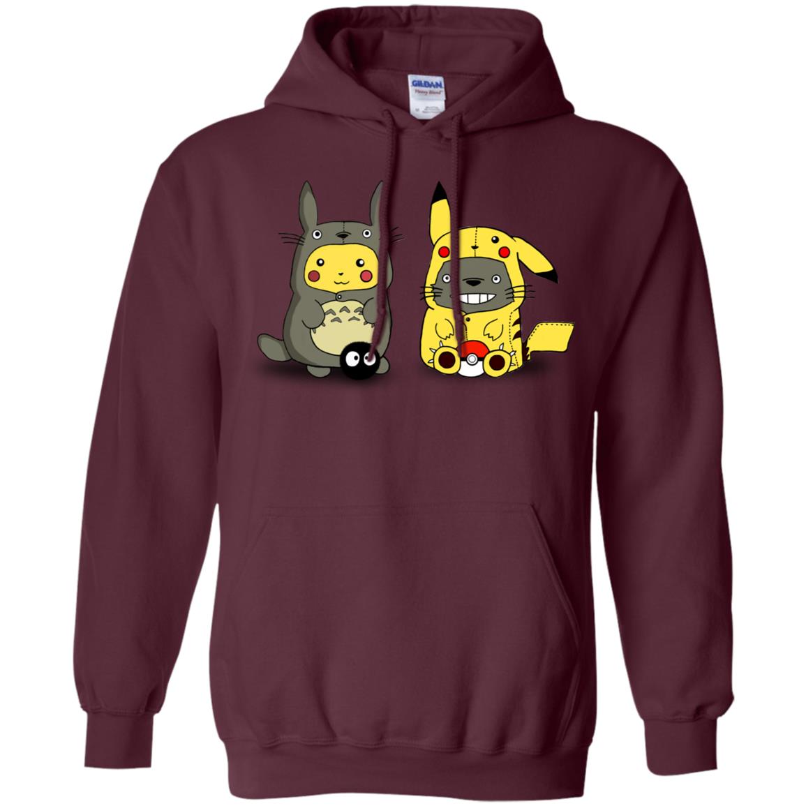 Pikachu Cosplay Totoro And Totoro Cosplay Pikachu T-shirt Maroon