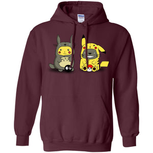 Pikachu Cosplay Totoro And Totoro Cosplay Pikachu T-shirtG185 Gildan Pullover Hoodie 8 oz.