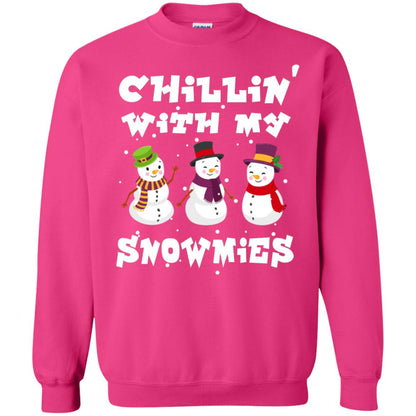Chillin' With My Snowmie Snowman X-mas Gift Shirt For Mens Womens Kids Heliconia