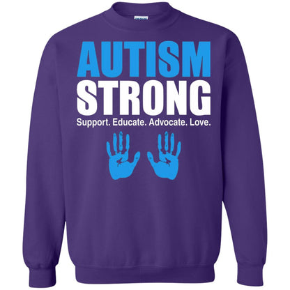 Autism Strong Support Educate Advocate Love T-shirt Purple