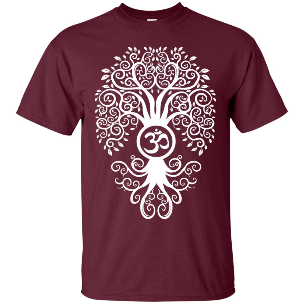 White Bodhi Tree Yoga Tshirt Maroon