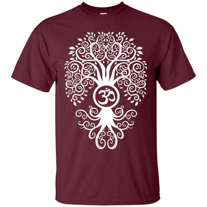 White Bodhi Tree Yoga Tshirt Maroon