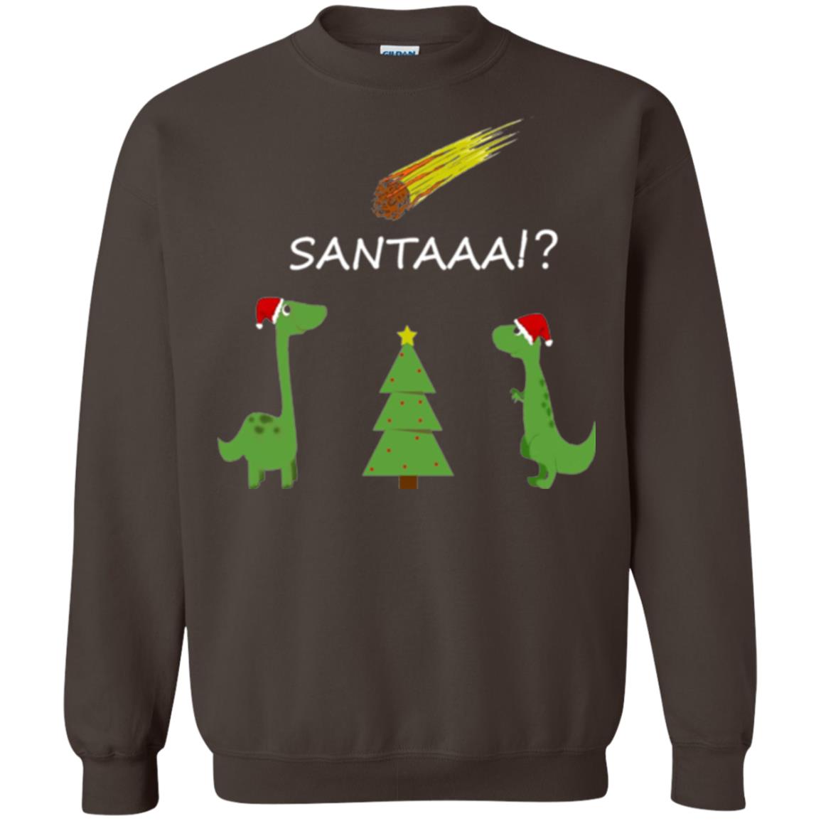 Christmas T-shirt Funny Dinosaus Santaaa Dark Chocolate