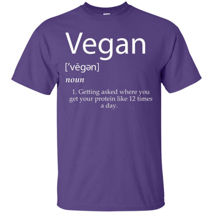 Vegan T-shirt Getting Asked Where You Get Your Protein Like 12 Times A Day Purple