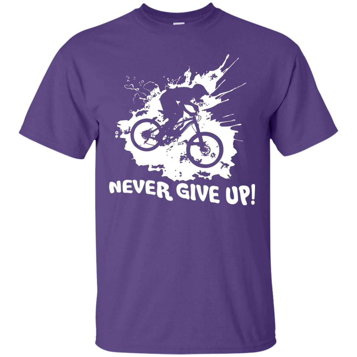 Biker T-shirt Never Give Up Purple