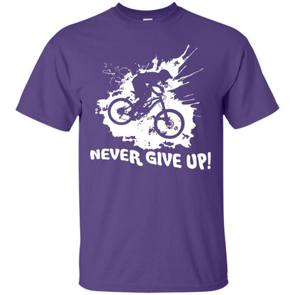 Biker T-shirt Never Give Up Purple