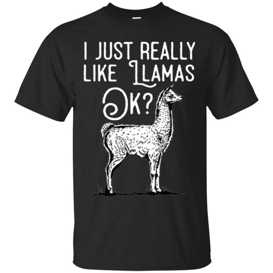 Alpaca T-shirt I Just Really Like Llamas Ok Black