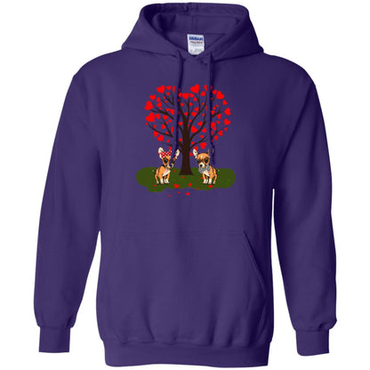 Valentine Chihuahua Couple Heart Tree Shirt Purple