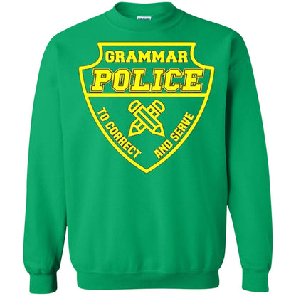 English Teachers Cops T-shirt Grammar Police To Correct And Serve Irish Green
