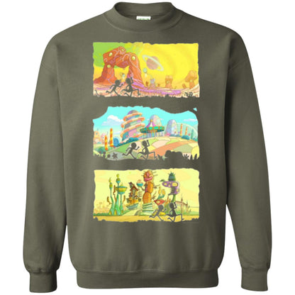 Movie T-shirt Running Silhouettes On Alien Land Military Green