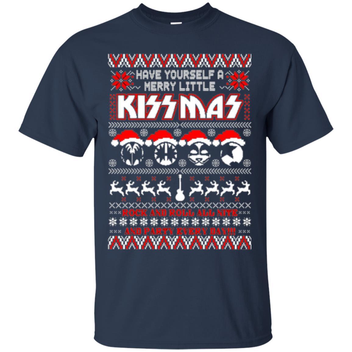 Christmas T-shirt Have Yourself A Merry Little Kissmas Navy