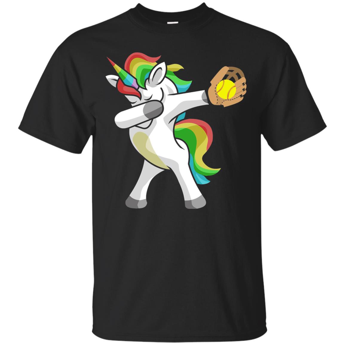 Dabbing Unicorn Softball T-shirt Funny Dabbing Black