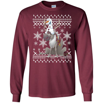 Film T-shirt Frozen Olaf Sven Riding Antler Maroon