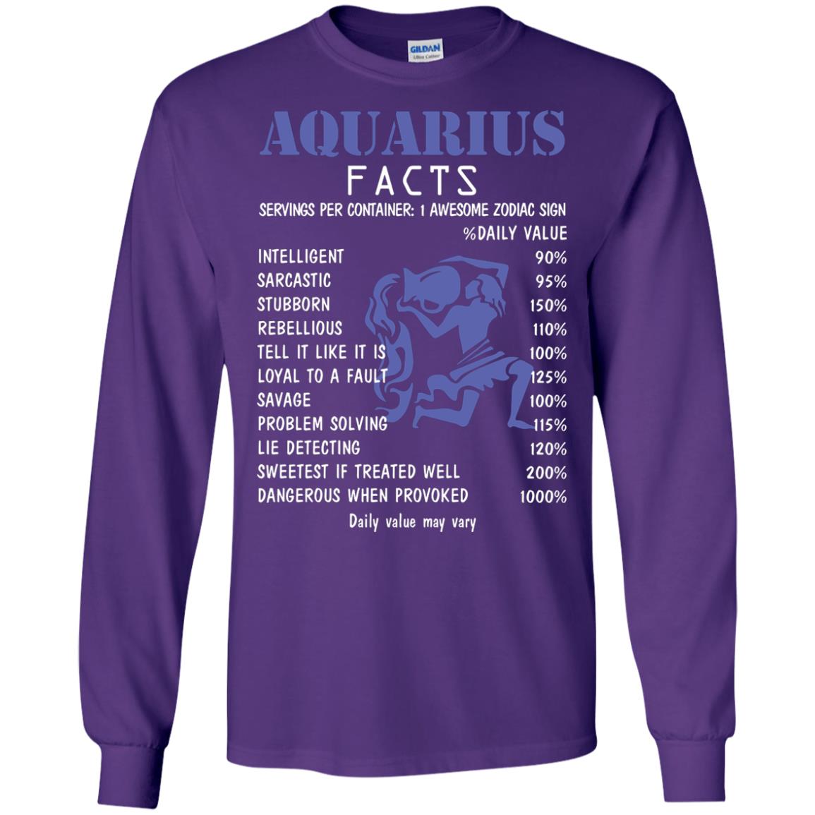 Aquarius Facts 1 Awesome Zodiac Sign Gift Shirt Fo Aquarius Horoscope Purple