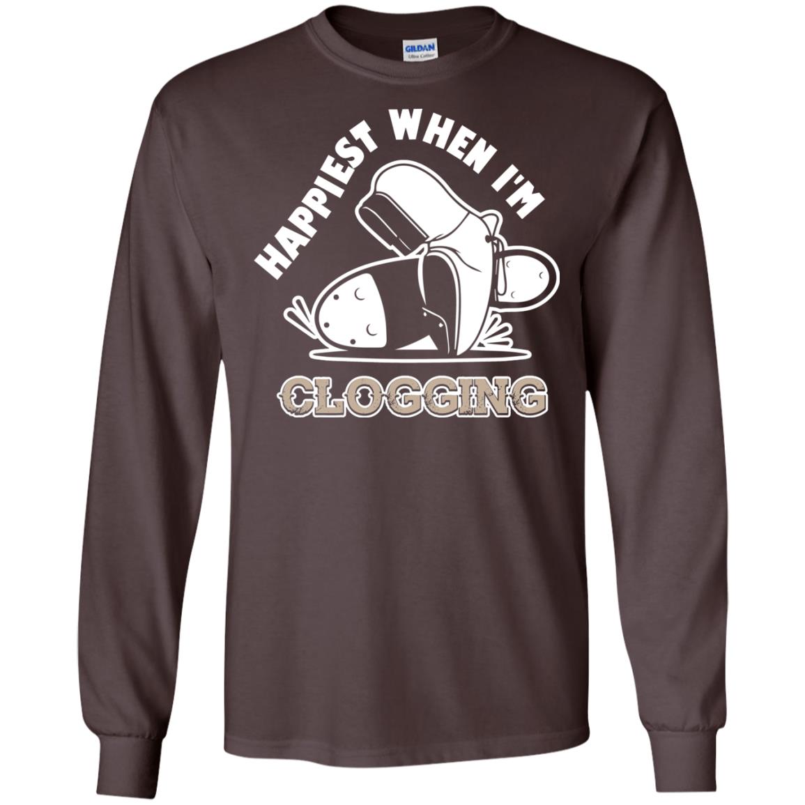 Clogger T-shirt Happiest When I'm Clogging Dark Chocolate