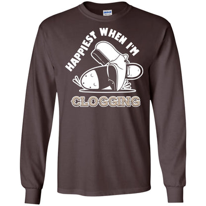 Clogger T-shirt Happiest When I'm Clogging Dark Chocolate