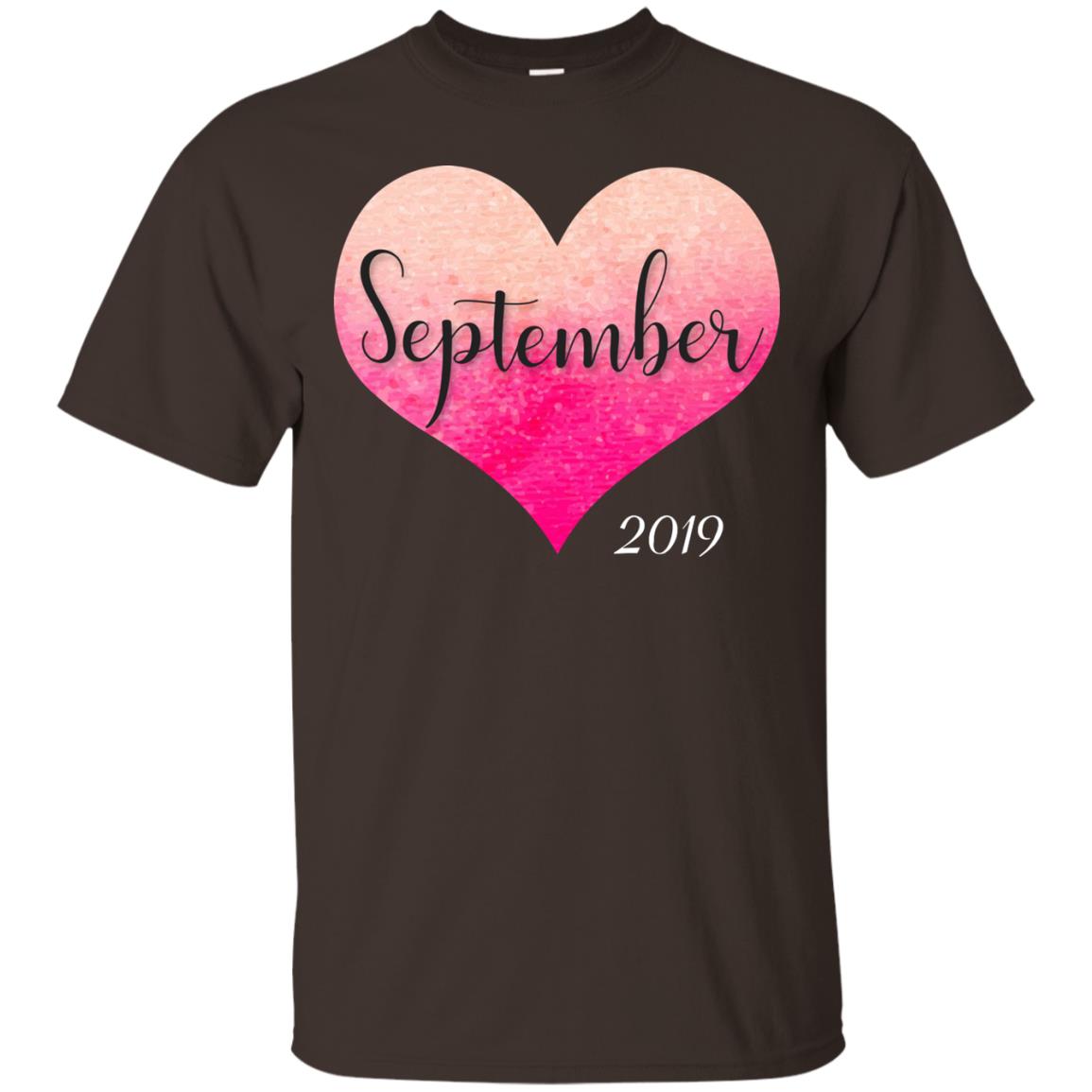 Pregnancy Reveal Announcement Party September 2019 Shirt Dark Chocolate
