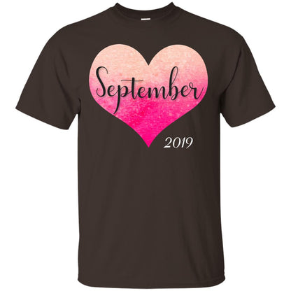 Pregnancy Reveal Announcement Party September 2019 Shirt Dark Chocolate