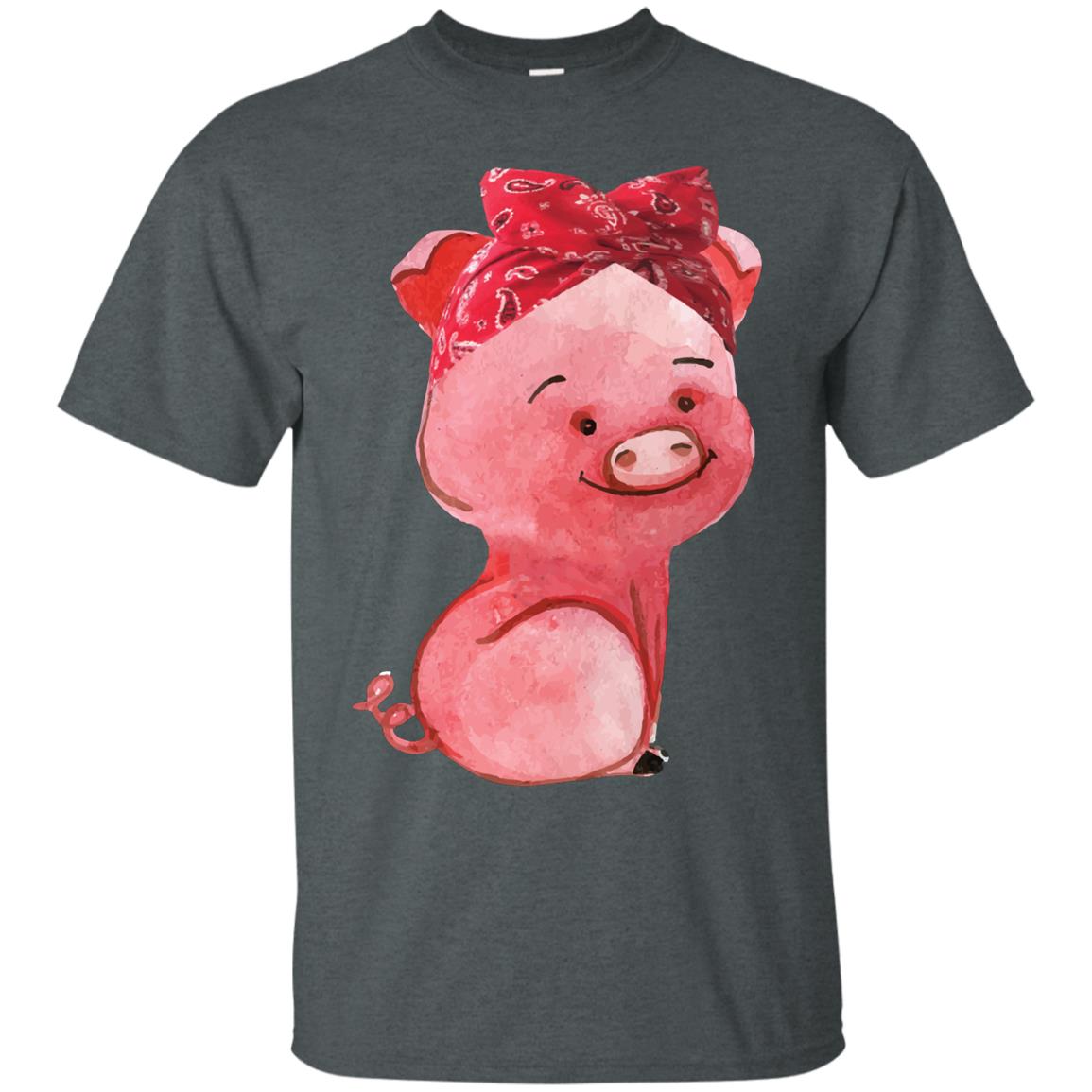 Pig Bandana Cute Pig Lovers Shirt For Girl And Women Dark Heather