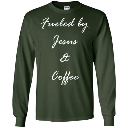 Fueled By Jesus Coffee Graphic Christian T-shirt Forest Green