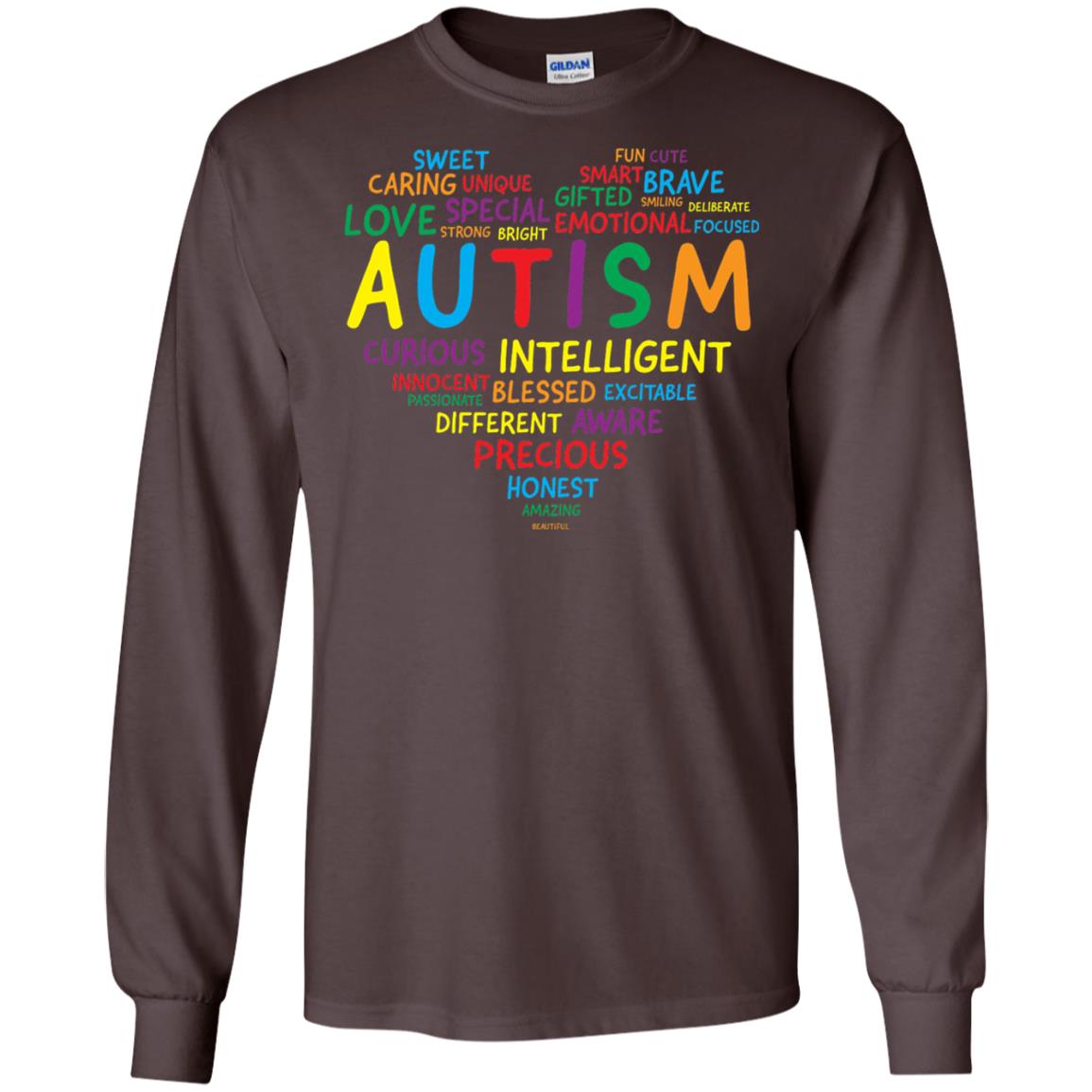 Autism Heart Autism Awareness T-shirt Dark Chocolate