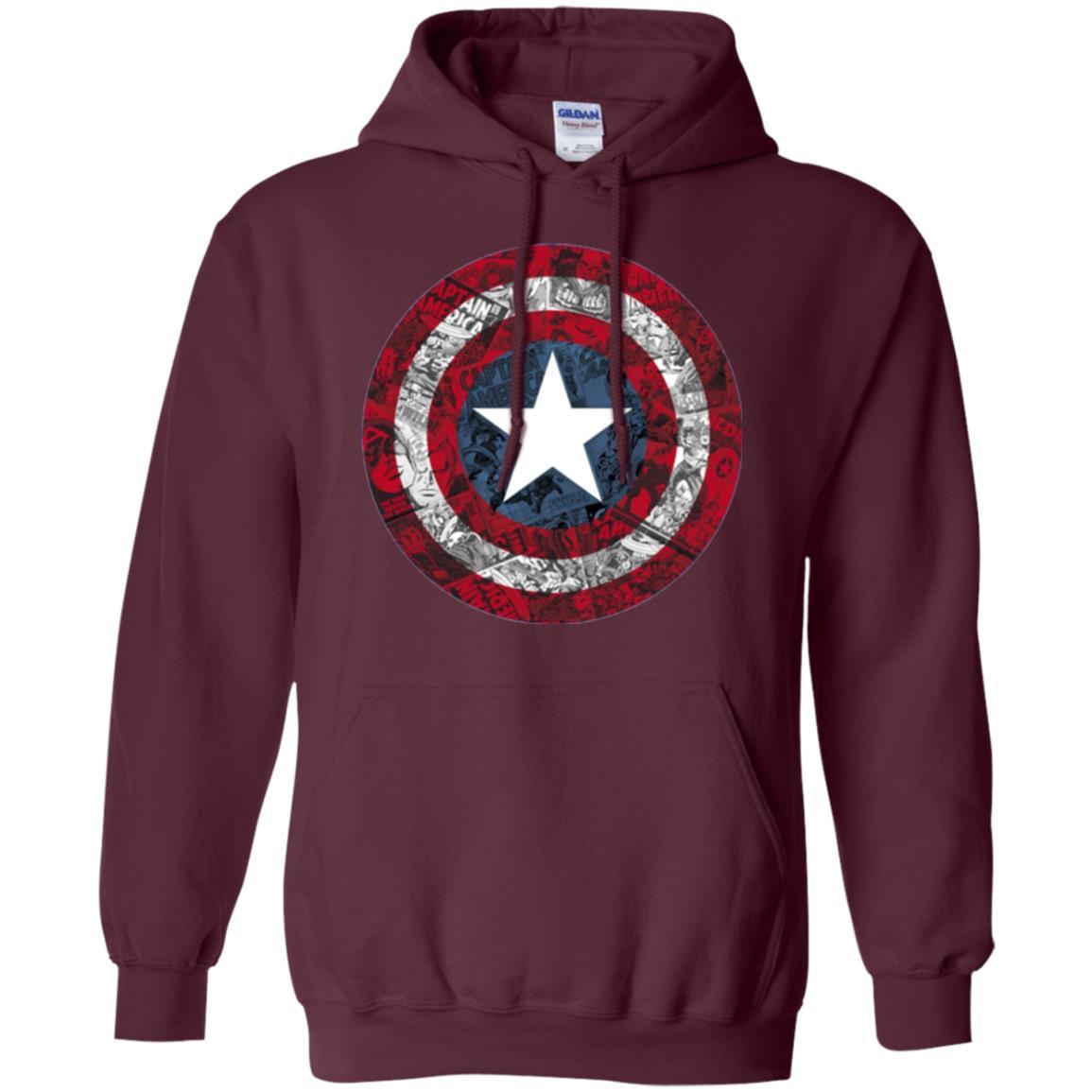 Film T-shirt Captain America Avengers Shield Comic Graphic Maroon