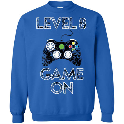 Kids Level 8 Game On 8th Birthday Gift T-shirt Royal