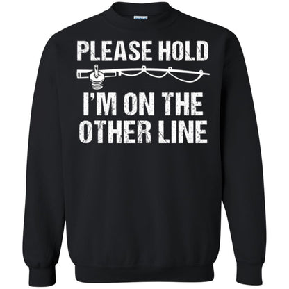 Fisherman T-shirt Please Hold I'm On The Other Line Black