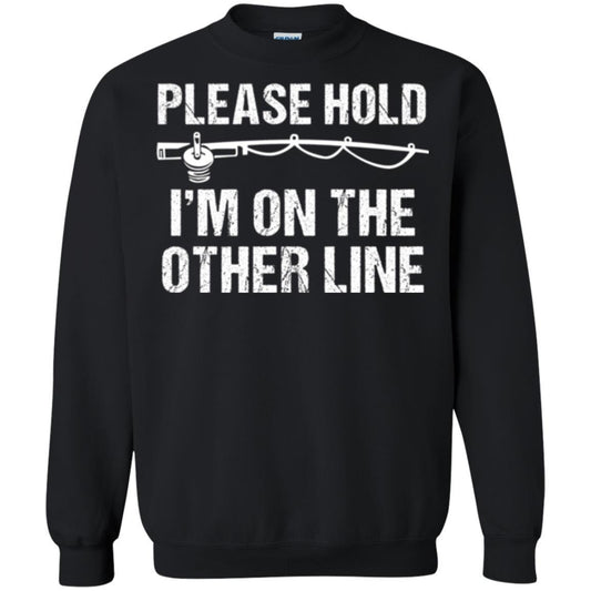 Fisherman T-shirt Please Hold I'm On The Other Line Black