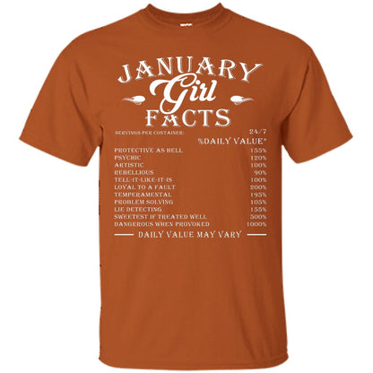 January Girl Facts Facts T-shirt Texas Orange