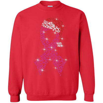 Pink Ribbon With Santa Hat Breast Cancer Awareness X-mas Gift Shirt Red