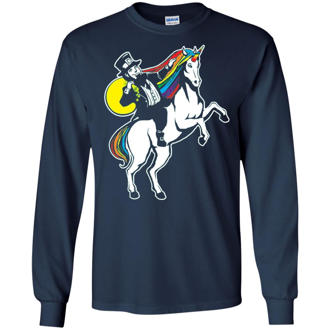 Lepricorn Leprechaun Riding Unicorn St Patrick_s Day T-shirt Navy
