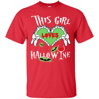 This Girl Loves Hallo-wine Funny Halloween Shirt For Wine Lovers Red