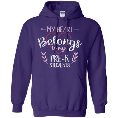 Teacher T-shirt My Heart Belongs To My Pre-k Students Purple