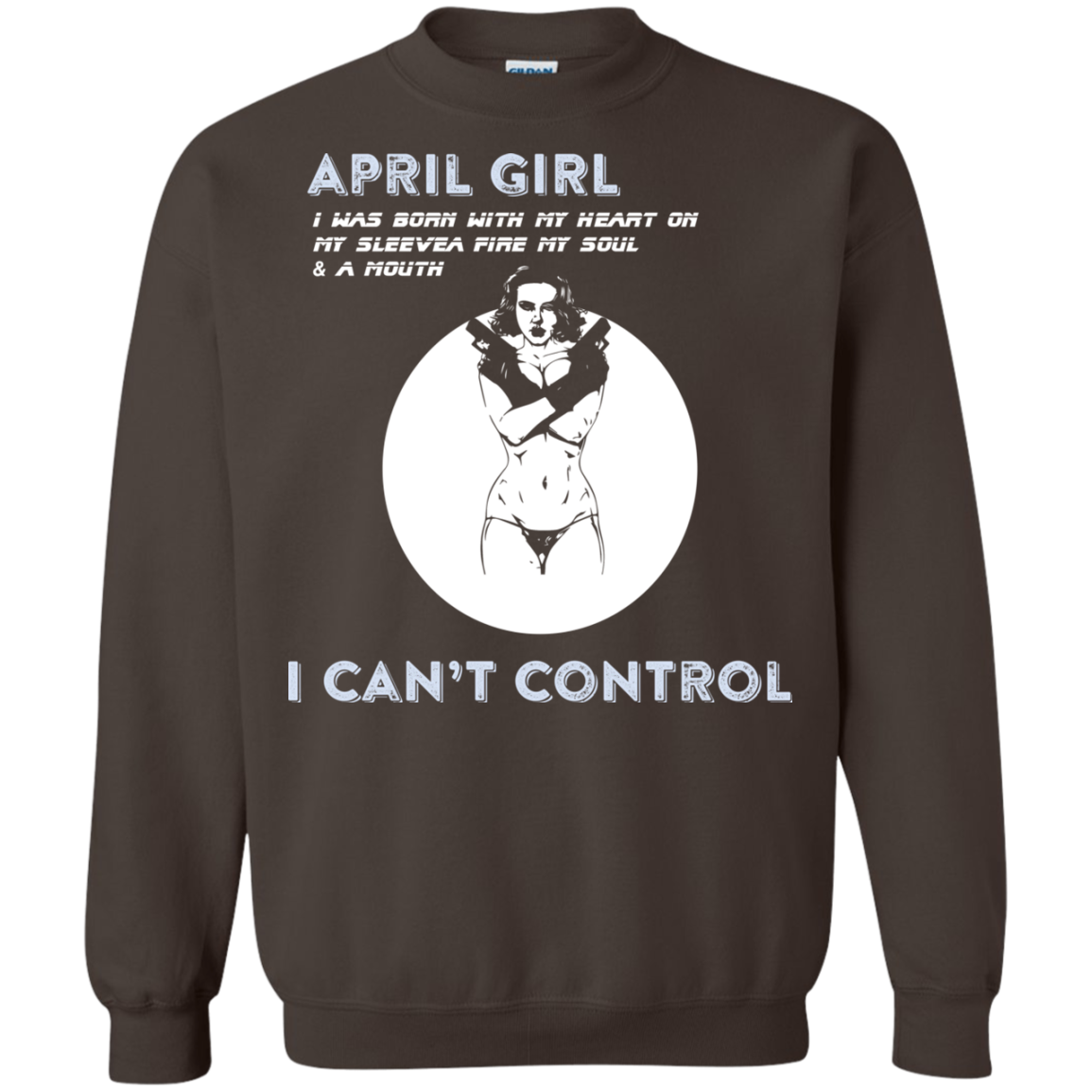 April Girl I Was Born With My Heart T-shirt Dark Chocolate