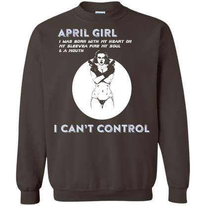 April Girl I Was Born With My Heart T-shirt Dark Chocolate